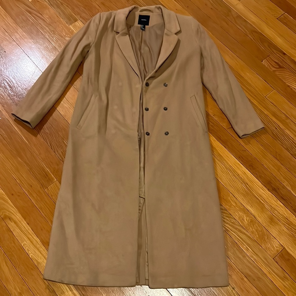 Camel dress coat Forver 21 maxi long S jacket tan